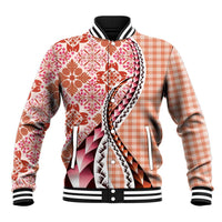 Aloha Vintage Palaka Floral Hawaiian Quilt Baseball Jacket Ulaula Motif - Polynesian Pride