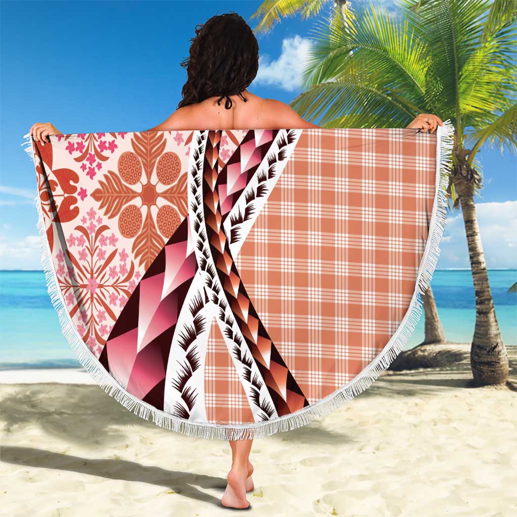 Aloha Vintage Palaka Floral Hawaiian Quilt Beach Blanket Ulaula Motif - Polynesian Pride