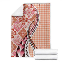 Aloha Vintage Palaka Floral Hawaiian Quilt Blanket Ulaula Motif - Polynesian Pride