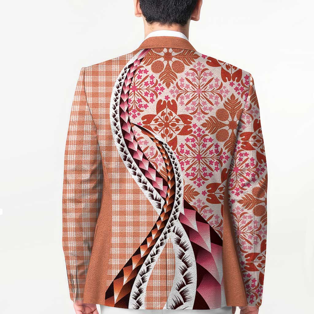 Aloha Vintage Palaka Floral Hawaiian Quilt Blazer Ulaula Motif - Polynesian Pride