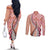 Aloha Vintage Palaka Floral Hawaiian Quilt Couples Matching Off The Shoulder Long Sleeve Dress and Long Sleeve Button Shirt Ulaula Motif - Polynesian Pride