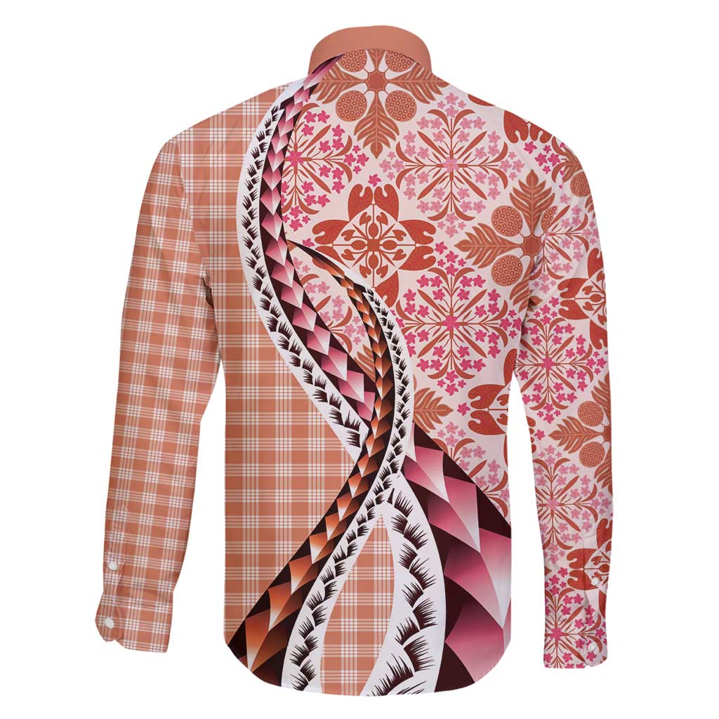 Aloha Vintage Palaka Floral Hawaiian Quilt Family Matching Off Shoulder Maxi Dress and Hawaiian Shirt Ulaula Motif - Polynesian Pride