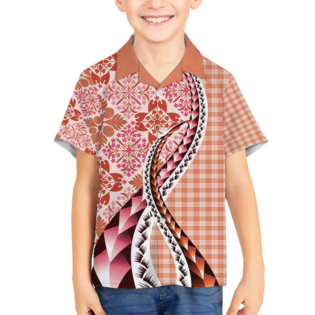 Aloha Vintage Palaka Floral Hawaiian Quilt Family Matching Tank Maxi Dress and Hawaiian Shirt Ulaula Motif - Polynesian Pride