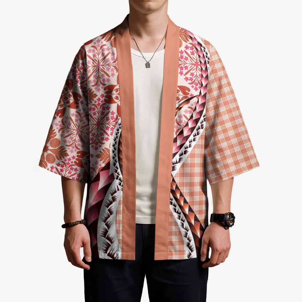 Aloha Vintage Palaka Floral Hawaiian Quilt Kimono Ulaula Motif - Polynesian Pride