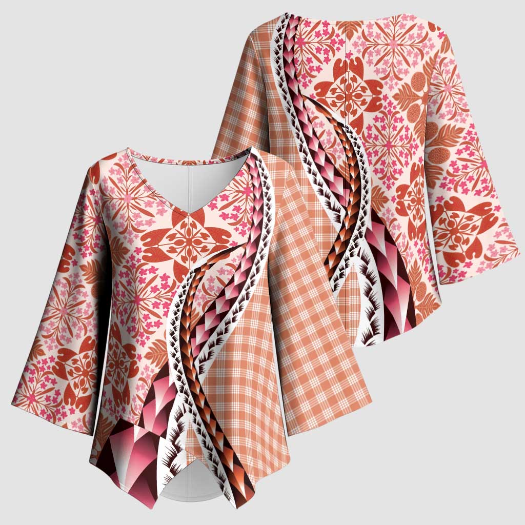 Aloha Vintage Palaka Floral Hawaiian Quilt Kimono Sleeve Blouse Ulaula Motif - Polynesian Pride