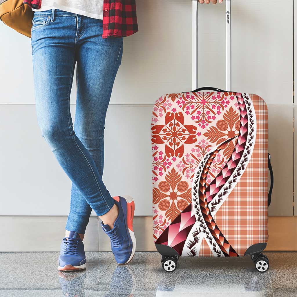 Aloha Vintage Palaka Floral Hawaiian Quilt Luggage Cover Ulaula Motif - Polynesian Pride