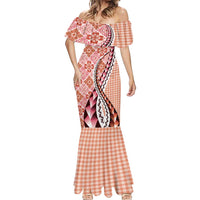 Aloha Vintage Palaka Floral Hawaiian Quilt Mermaid Dress Ulaula Motif - Polynesian Pride