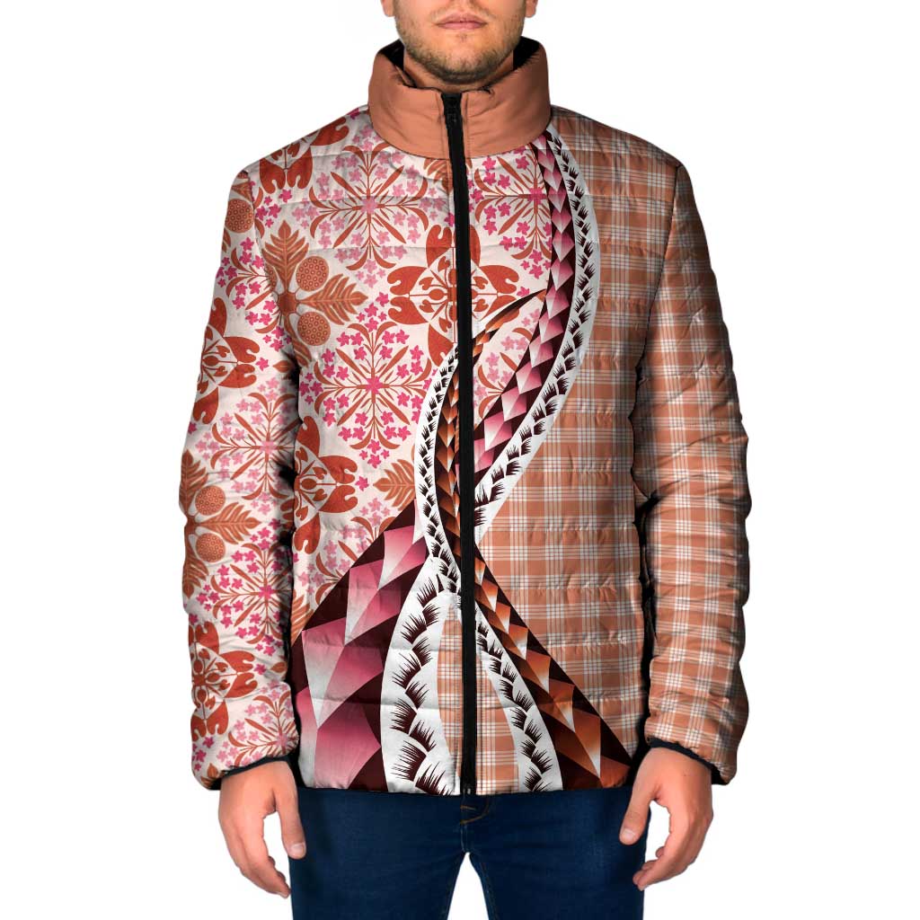 Aloha Vintage Palaka Floral Hawaiian Quilt Padded Jacket Ulaula Motif - Polynesian Pride