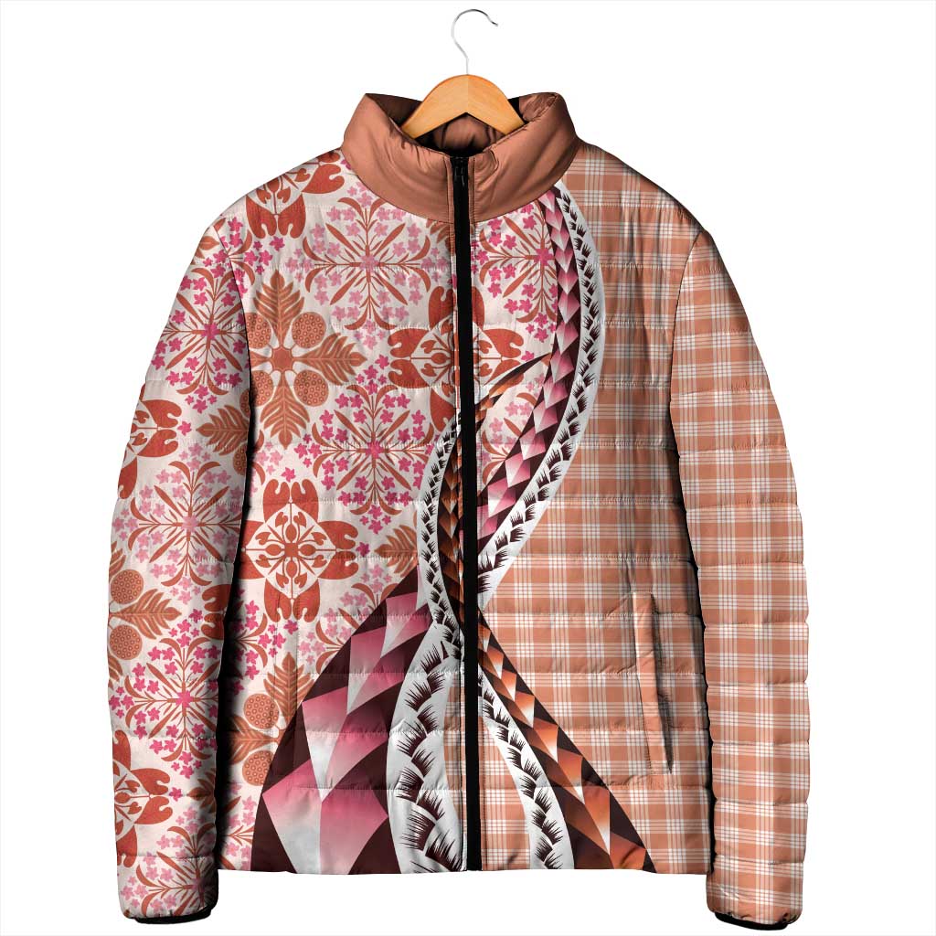 Aloha Vintage Palaka Floral Hawaiian Quilt Padded Jacket Ulaula Motif - Polynesian Pride