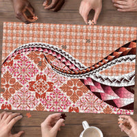 Aloha Vintage Palaka Floral Hawaiian Quilt Puzzle Ulaula Motif - Polynesian Pride