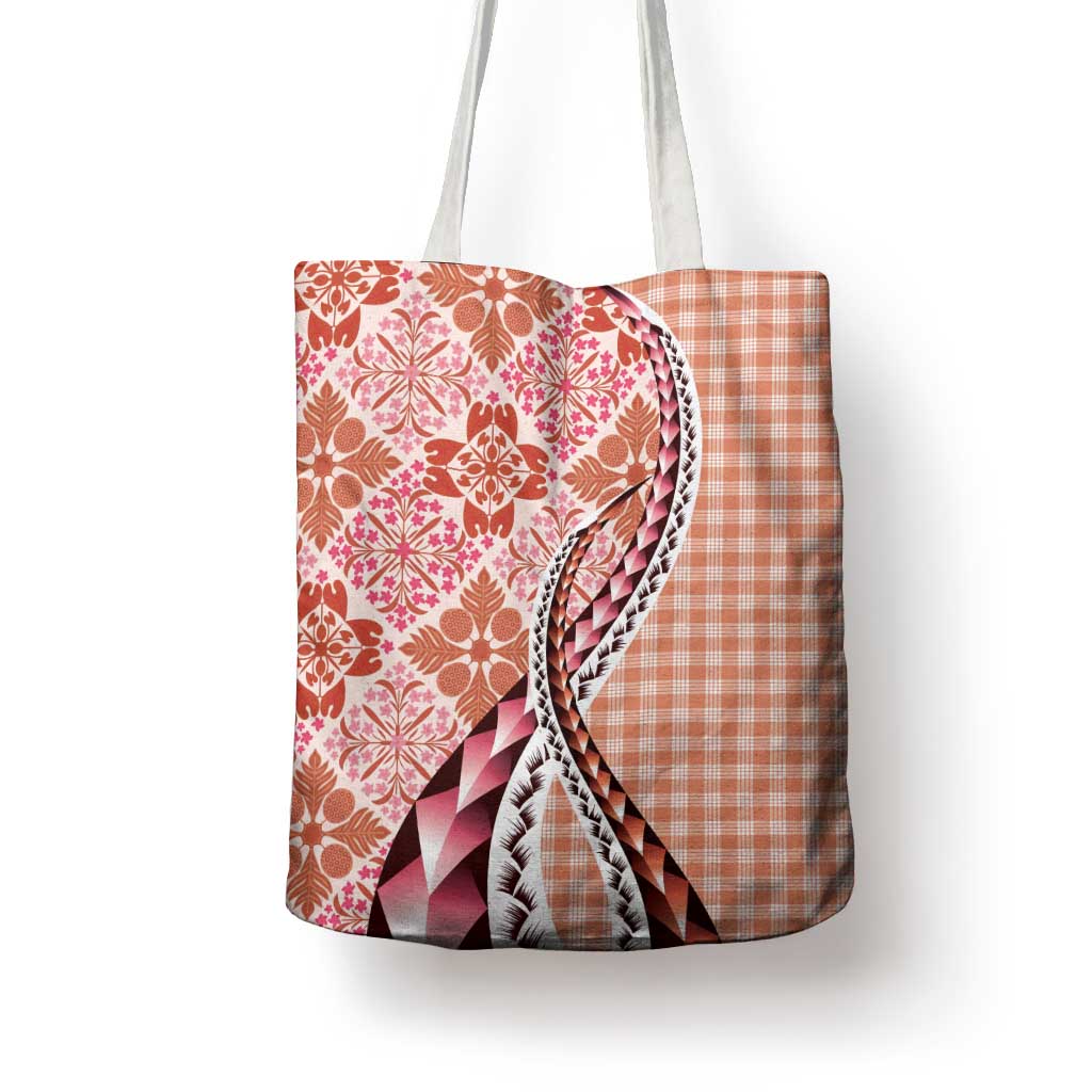 Aloha Vintage Palaka Floral Hawaiian Quilt Tote Bag Ulaula Motif - Polynesian Pride