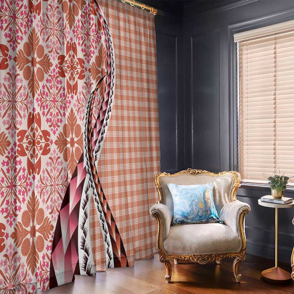 Aloha Vintage Palaka Floral Hawaiian Quilt Window Curtain Ulaula Motif - Polynesian Pride