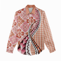 Aloha Vintage Palaka Floral Hawaiian Quilt Women Casual Shirt Ulaula Motif - Polynesian Pride
