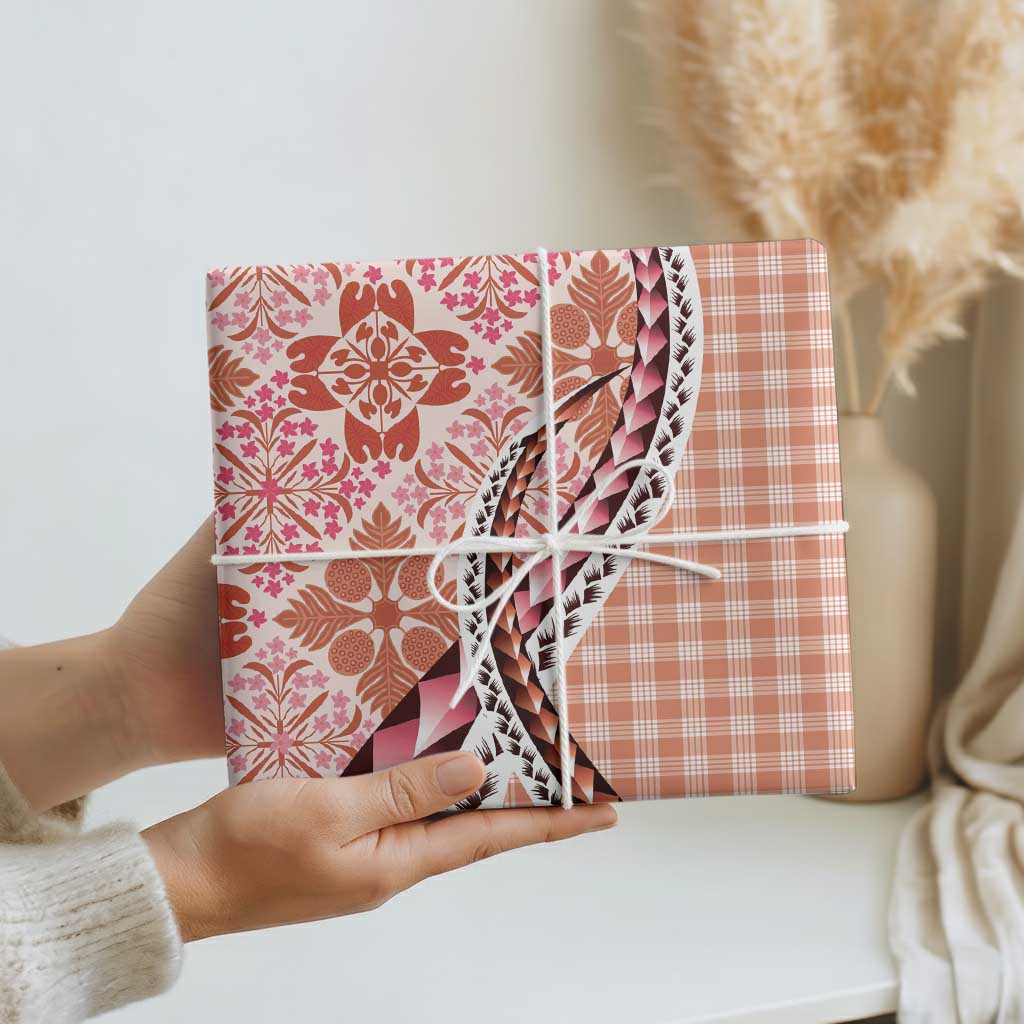 Aloha Vintage Palaka Floral Hawaiian Quilt Wrapping Paper Ulaula Motif - Polynesian Pride