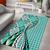 Aloha Vintage Palaka Floral Hawaiian Quilt Area Rug Polu Motif - Polynesian Pride