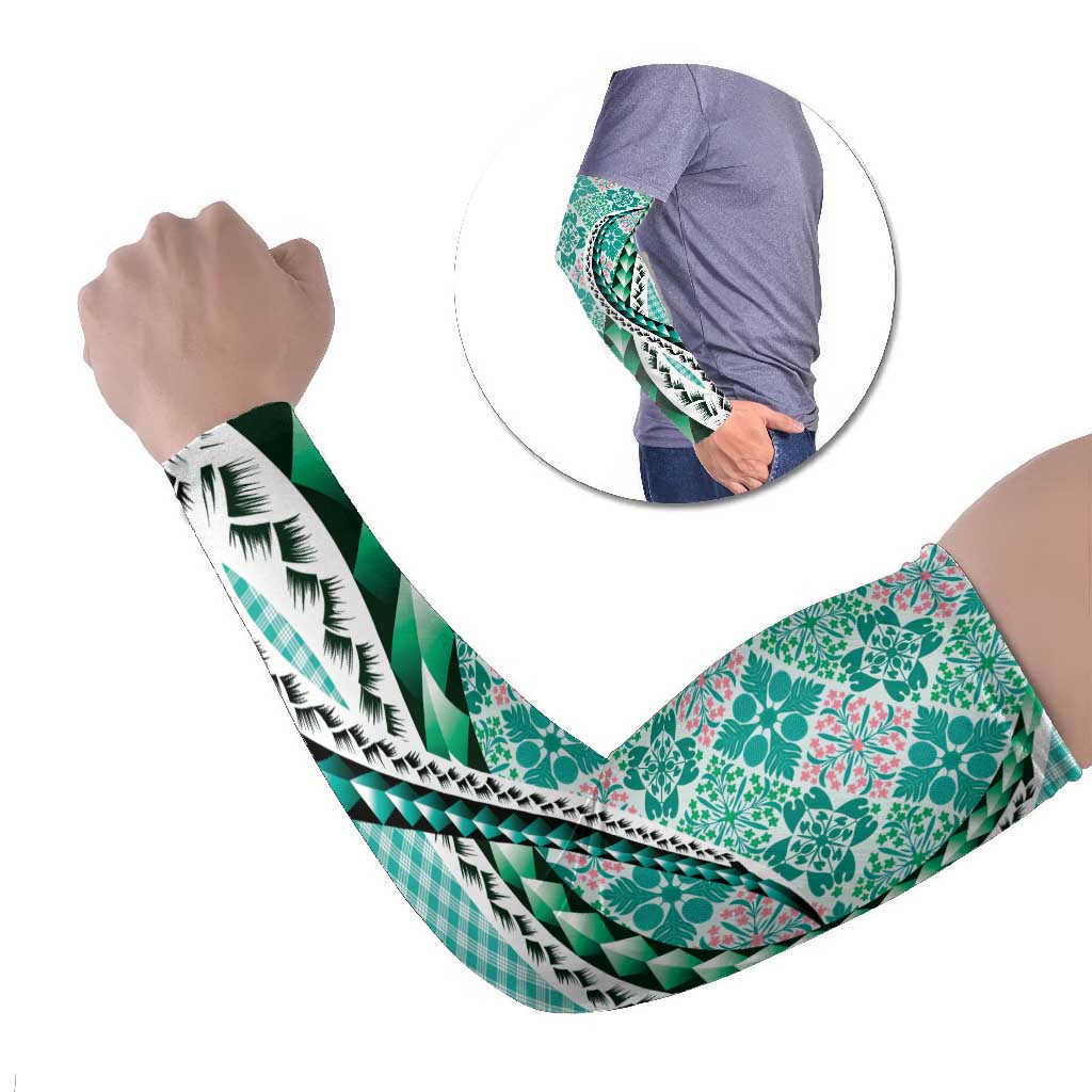 Aloha Vintage Palaka Floral Hawaiian Quilt Arm Sleeves Polu Motif - Polynesian Pride