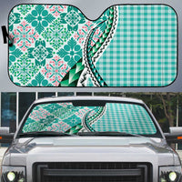 Aloha Vintage Palaka Floral Hawaiian Quilt Auto Sun Shade Polu Motif - Polynesian Pride