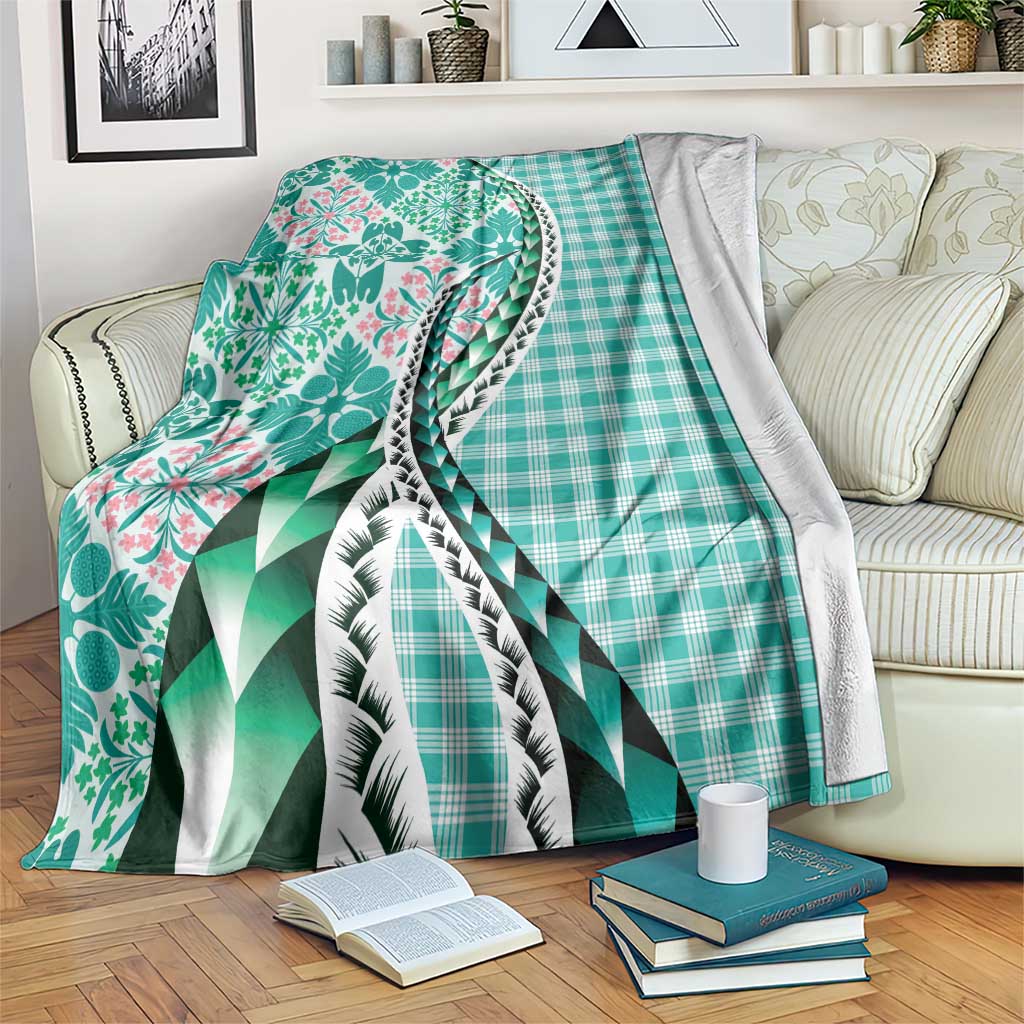 Aloha Vintage Palaka Floral Hawaiian Quilt Blanket Polu Motif - Polynesian Pride