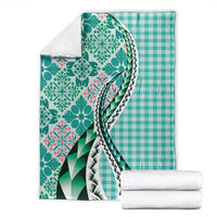 Aloha Vintage Palaka Floral Hawaiian Quilt Blanket Polu Motif - Polynesian Pride