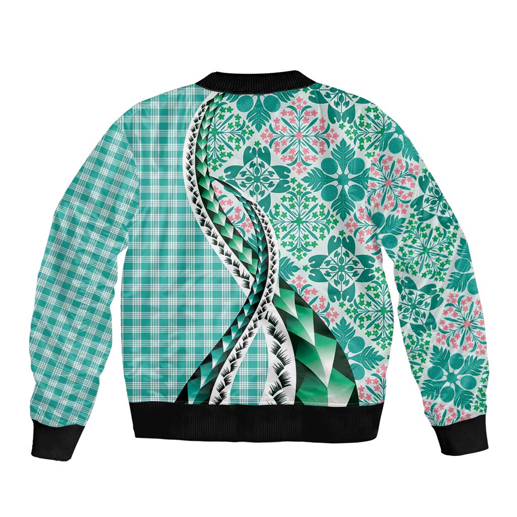 Aloha Vintage Palaka Floral Hawaiian Quilt Bomber Jacket Polu Motif - Polynesian Pride