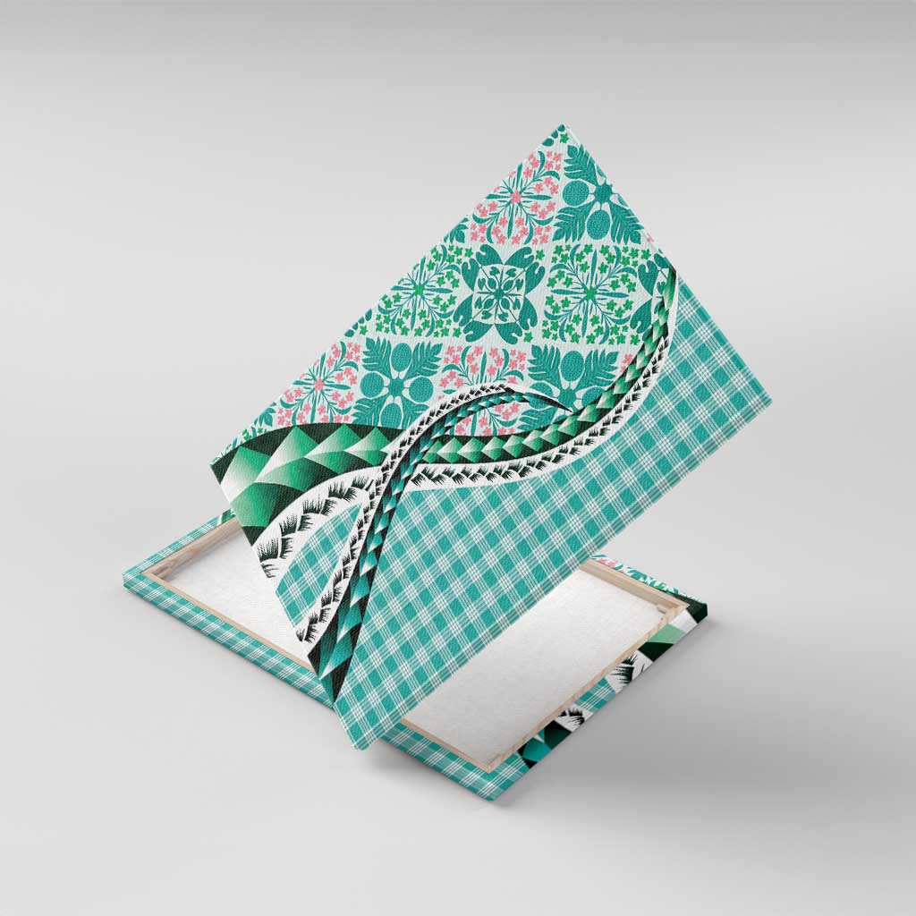 Aloha Vintage Palaka Floral Hawaiian Quilt Canvas Wall Art Polu Motif - Polynesian Pride