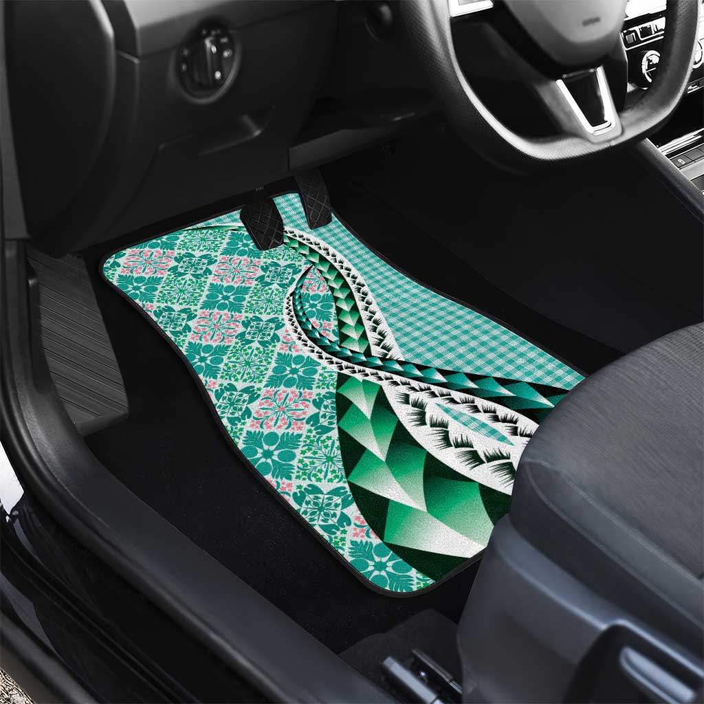 Aloha Vintage Palaka Floral Hawaiian Quilt Car Mats Polu Motif - Polynesian Pride