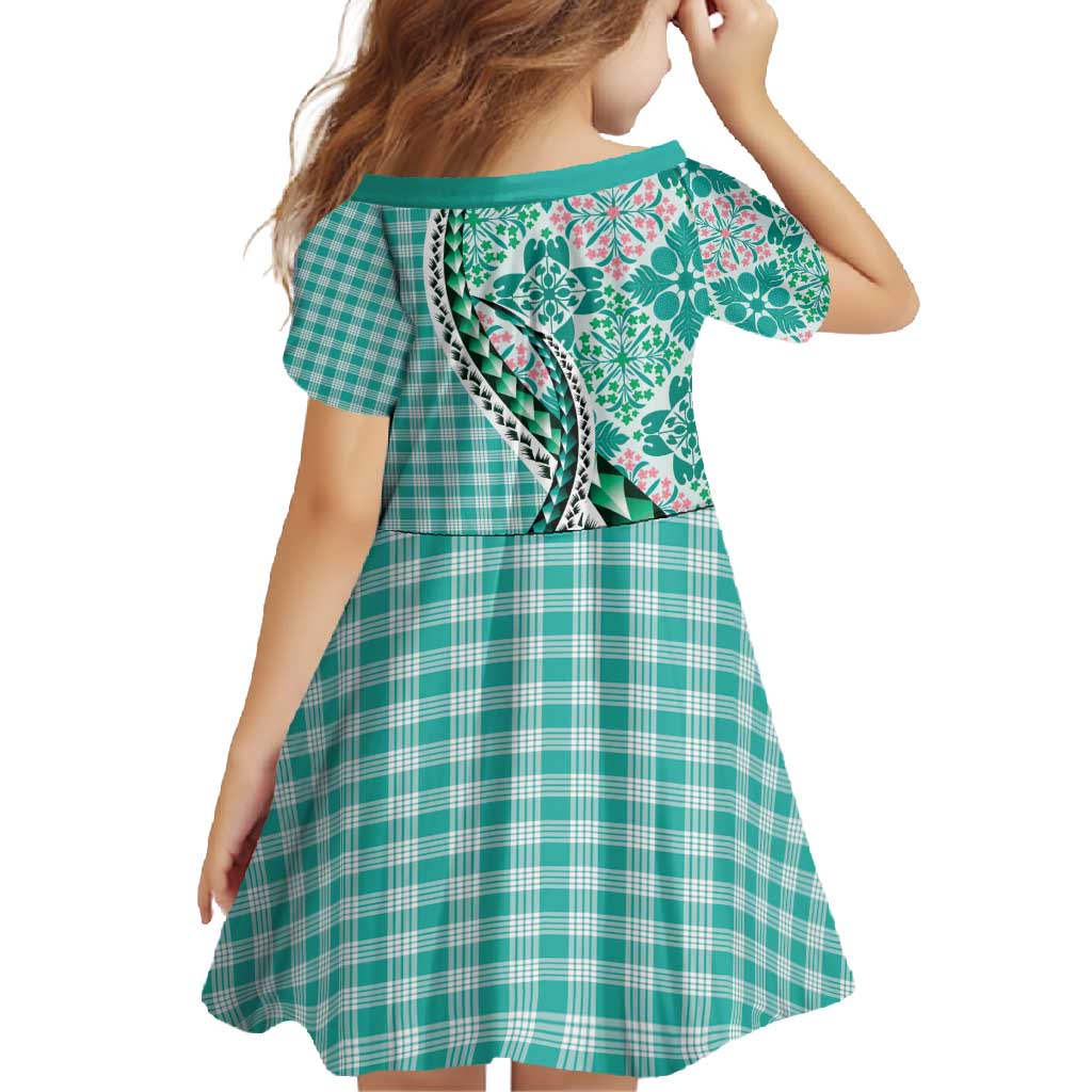 Aloha Vintage Palaka Floral Hawaiian Quilt Family Matching Short Sleeve Bodycon Dress and Hawaiian Shirt Polu Motif - Polynesian Pride