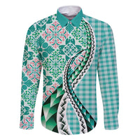 Aloha Vintage Palaka Floral Hawaiian Quilt Family Matching Summer Maxi Dress and Hawaiian Shirt Polu Motif - Polynesian Pride