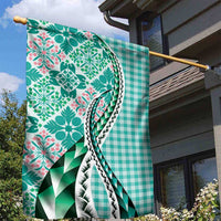 Aloha Vintage Palaka Floral Hawaiian Quilt Garden Flag Polu Motif - Polynesian Pride