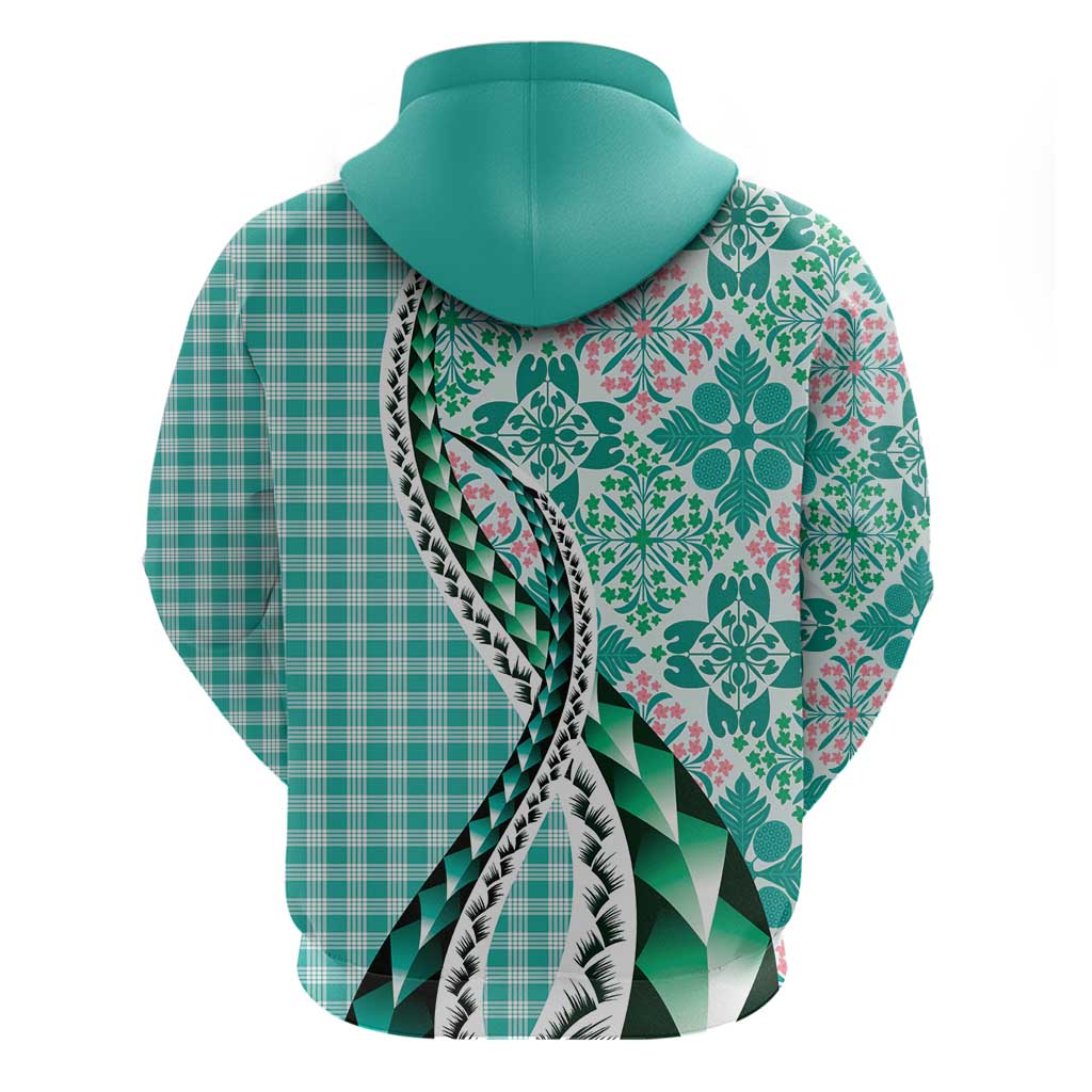 Aloha Vintage Palaka Floral Hawaiian Quilt Hoodie Polu Motif - Polynesian Pride