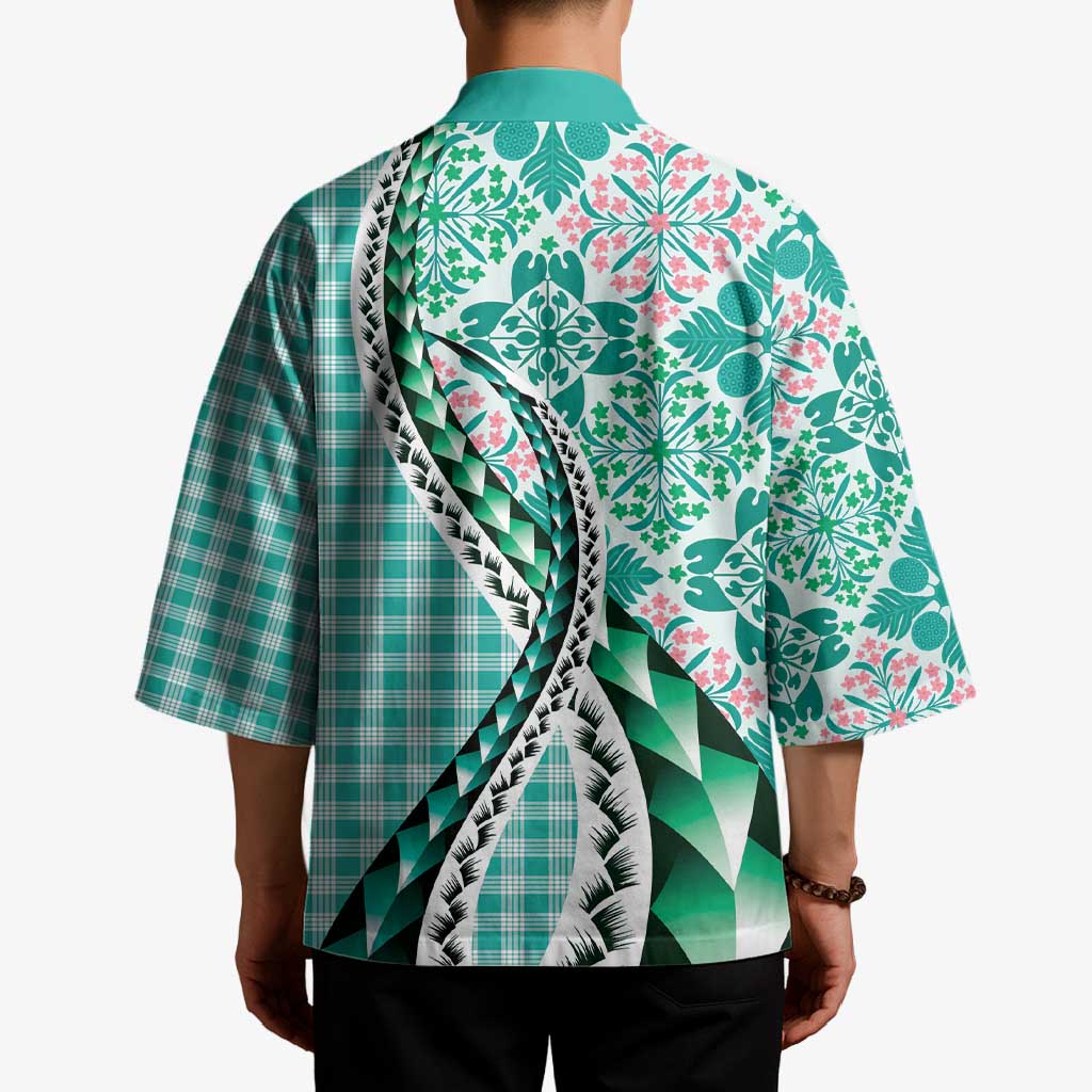 Aloha Vintage Palaka Floral Hawaiian Quilt Kimono Polu Motif - Polynesian Pride