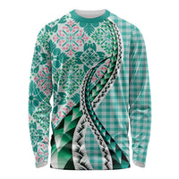 Aloha Vintage Palaka Floral Hawaiian Quilt Long Sleeve Shirt Polu Motif - Polynesian Pride