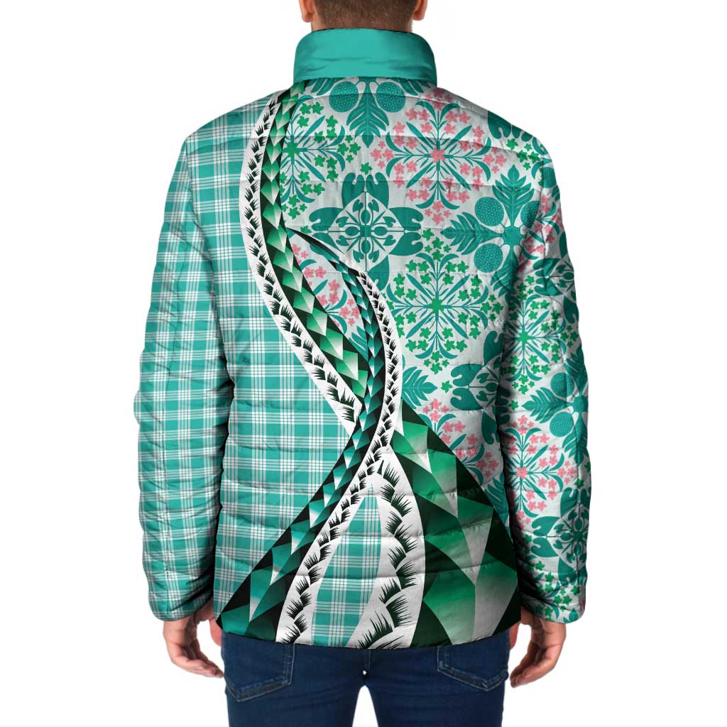 Aloha Vintage Palaka Floral Hawaiian Quilt Padded Jacket Polu Motif - Polynesian Pride