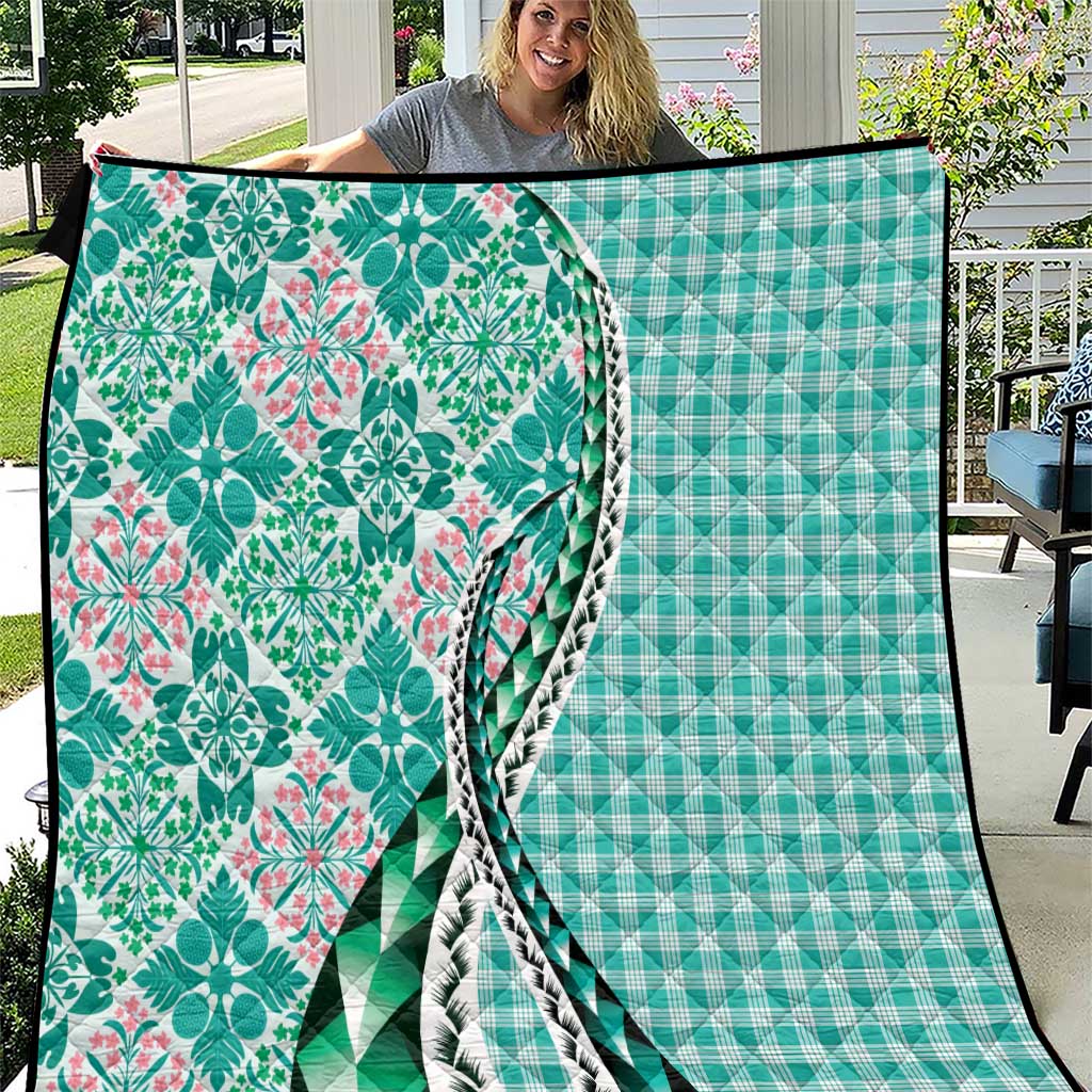 Aloha Vintage Palaka Floral Hawaiian Quilt Quilt Polu Motif - Polynesian Pride