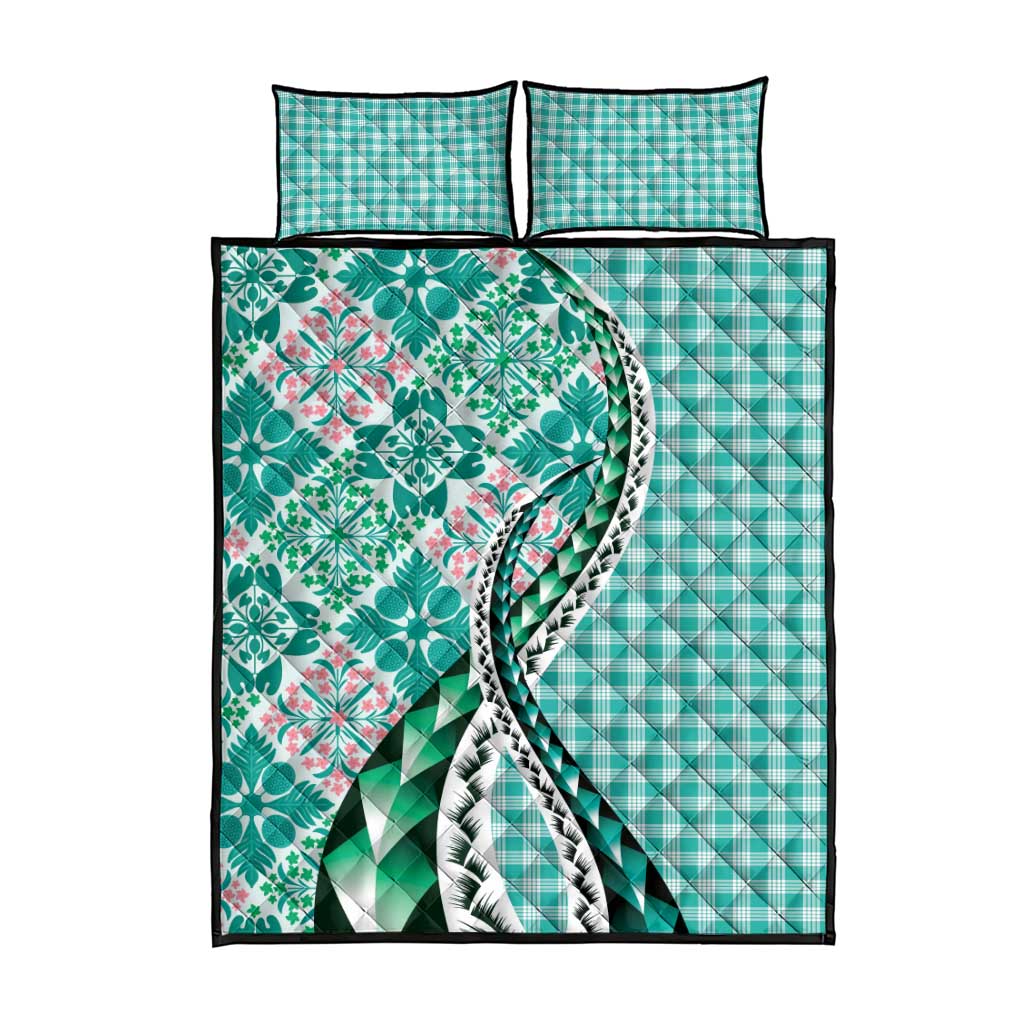 Aloha Vintage Palaka Floral Hawaiian Quilt Quilt Bed Set Polu Motif - Polynesian Pride