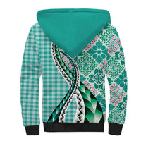 Aloha Vintage Palaka Floral Hawaiian Quilt Sherpa Hoodie Polu Motif - Polynesian Pride