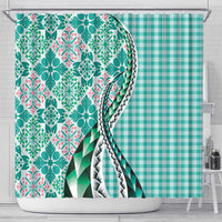 Aloha Vintage Palaka Floral Hawaiian Quilt Shower Curtain Polu Motif - Polynesian Pride