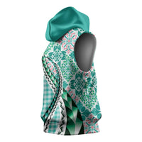 Aloha Vintage Palaka Floral Hawaiian Quilt Sleeveless Hoodie Polu Motif - Polynesian Pride