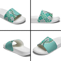 Aloha Vintage Palaka Floral Hawaiian Quilt Slide Sandals Polu Motif - Polynesian Pride
