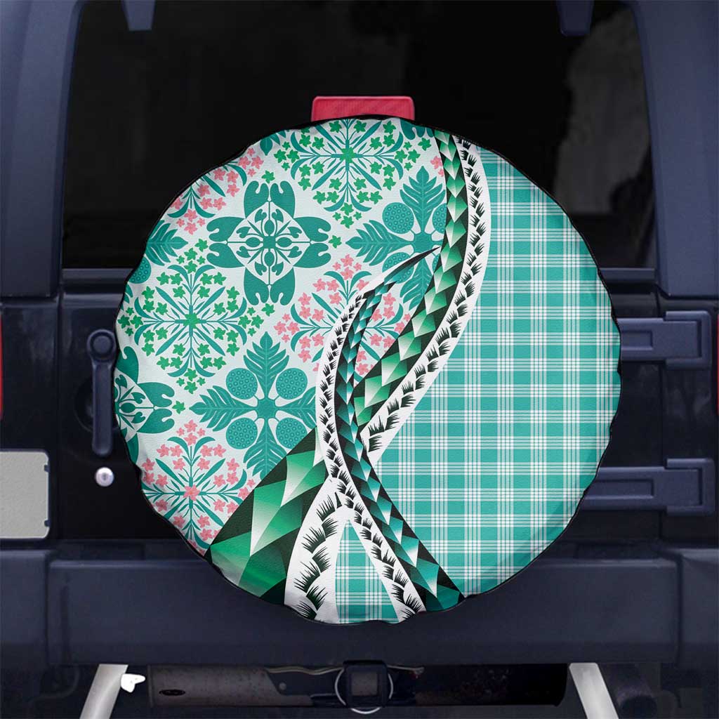 Aloha Vintage Palaka Floral Hawaiian Quilt Spare Tire Cover Polu Motif - Polynesian Pride