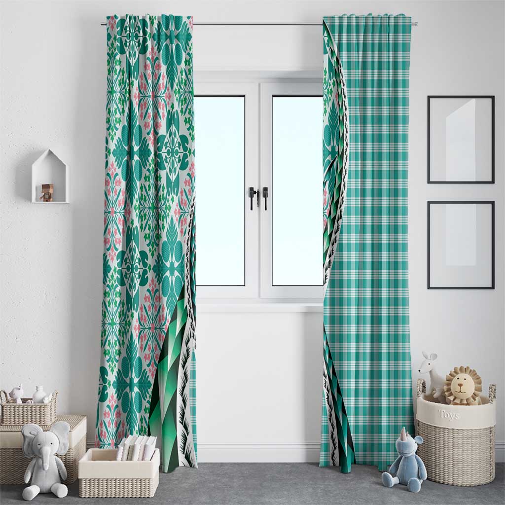 Aloha Vintage Palaka Floral Hawaiian Quilt Window Curtain Polu Motif - Polynesian Pride