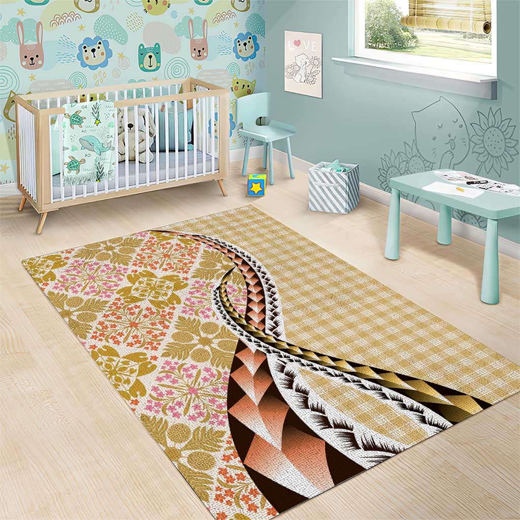 Aloha Vintage Palaka Floral Hawaiian Quilt Area Rug Melemele Motif - Polynesian Pride