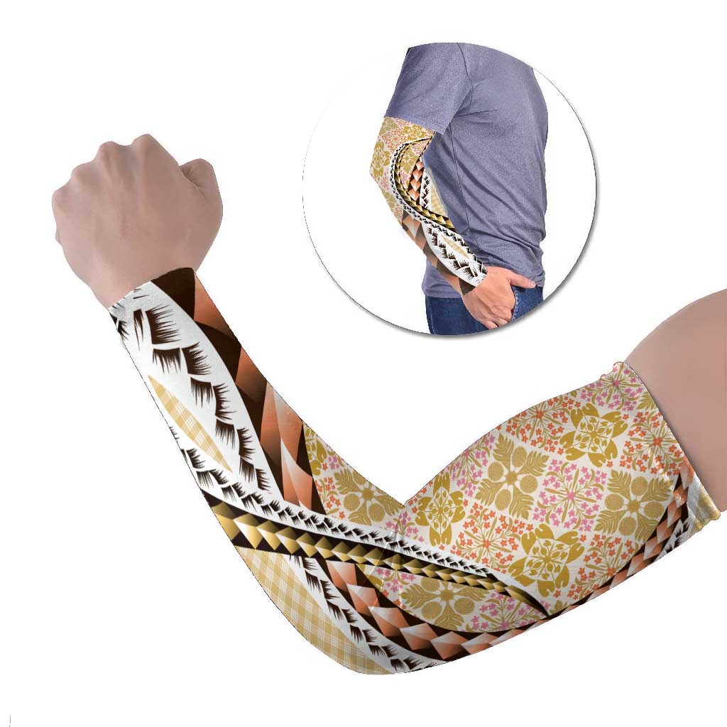 Aloha Vintage Palaka Floral Hawaiian Quilt Arm Sleeves Melemele Motif - Polynesian Pride