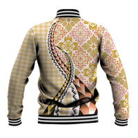Aloha Vintage Palaka Floral Hawaiian Quilt Baseball Jacket Melemele Motif - Polynesian Pride