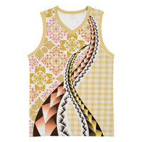 Aloha Vintage Palaka Floral Hawaiian Quilt Basketball Jersey Melemele Motif - Polynesian Pride