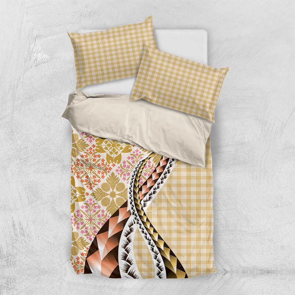 Aloha Vintage Palaka Floral Hawaiian Quilt Bedding Set Melemele Motif - Polynesian Pride