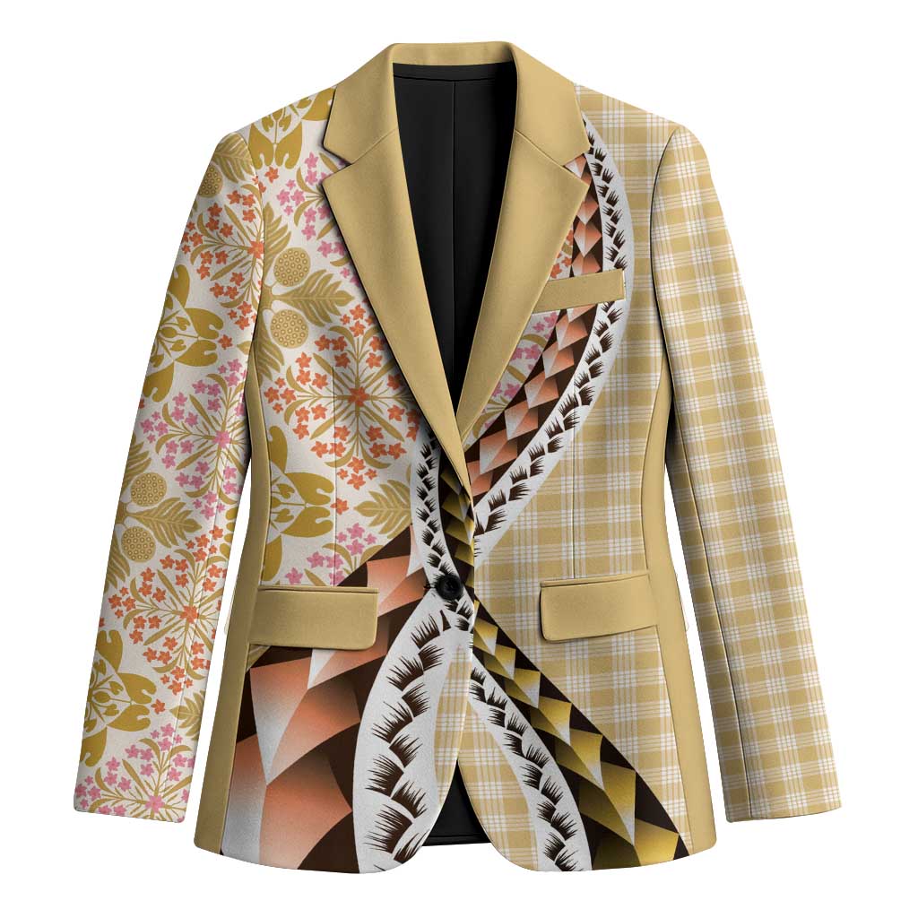 Aloha Vintage Palaka Floral Hawaiian Quilt Blazer Melemele Motif - Polynesian Pride