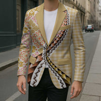 Aloha Vintage Palaka Floral Hawaiian Quilt Blazer Melemele Motif - Polynesian Pride