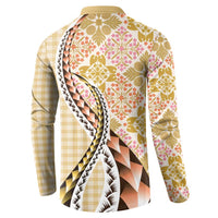 Aloha Vintage Palaka Floral Hawaiian Quilt Button Sweatshirt Melemele Motif - Polynesian Pride