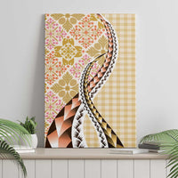 Aloha Vintage Palaka Floral Hawaiian Quilt Canvas Wall Art Melemele Motif - Polynesian Pride